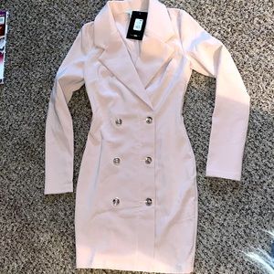 Fashion Nova blazer dress in cream blush
